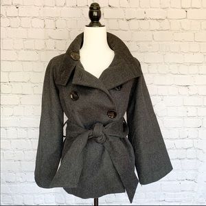 Zara Woman Pea Coat - Charcoal Grey